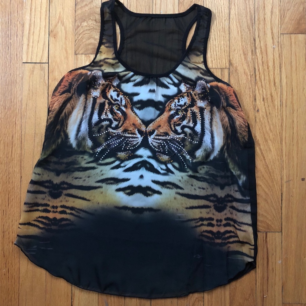 Animal print sheer racerback tank